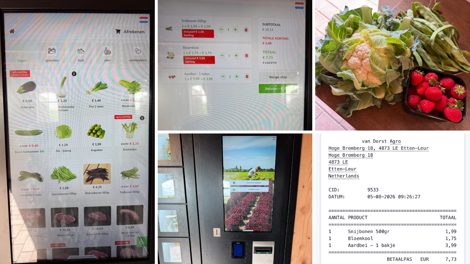Easy does it. Het bestellen gaat via een digitaal bestelscherm. Betalen kan contactloos, met pin of contant.